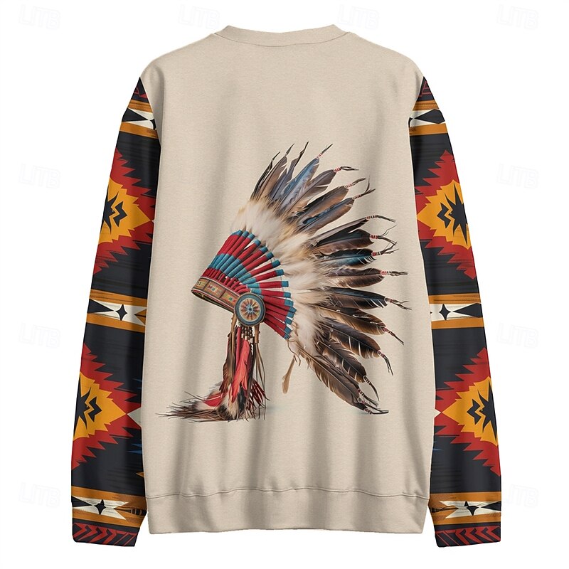 Men's Graphic Indian Sweatshirts Golf Pullover Sweatshirt Long Sleeve Sweatshirt Hooded Vacation Cool Daily Print Vacation Sports Outdoor Going out Printing Winter Spring &  Fall3