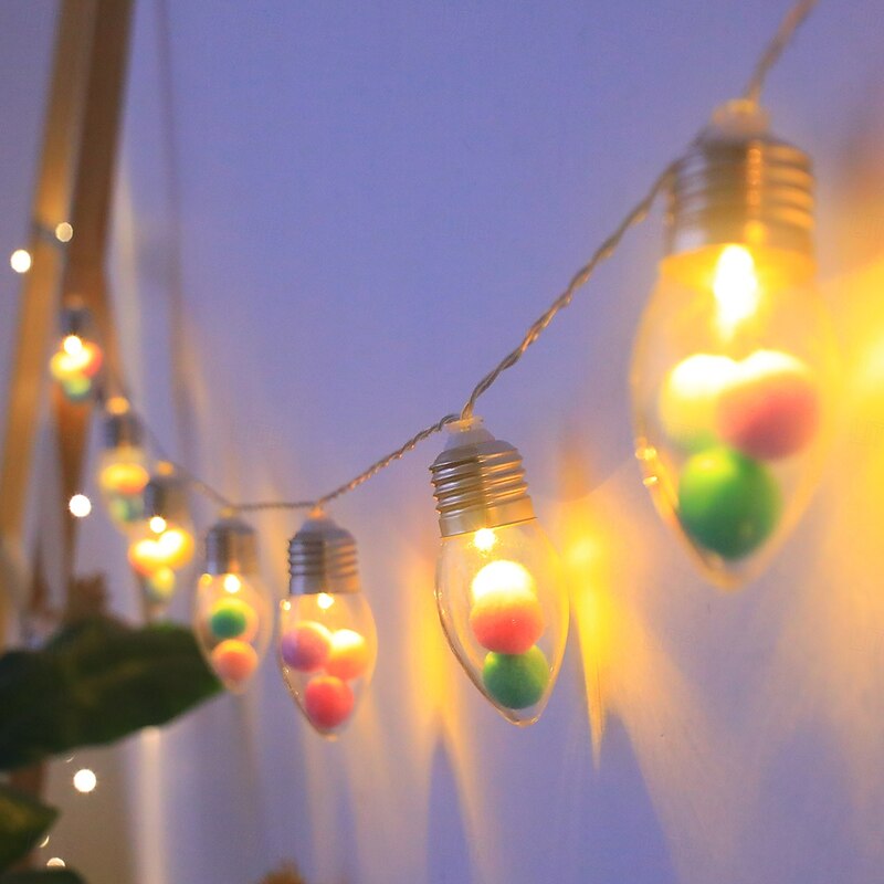 Christmas Bulb Fairy String Lights Christmas Tree Snowflake Rose Fairy Lights 1.5m 10LEDs Battery Powered Home Indoor Outdoor Decor New Year Party Xmas Tree Decoration Garland Lights2