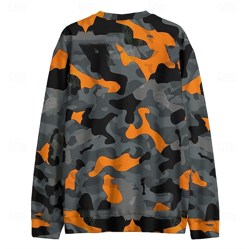 Men's Graphic Camo / Camouflage Sweatshirts Golf Pullover Sweatshirt Long Sleeve Sweatshirt Hooded Vacation Cool Daily Print Vacation Sports Outdoor Going out Printing Winter Spring &  Fall2