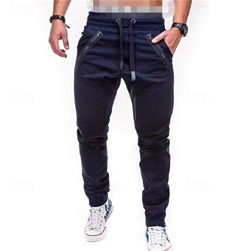 Men's Sweatpants Joggers Jogging Pants Sports Pants Drawstring Elastic Waist Plain Comfort Sports Outdoor Casual Black Navy Blue Micro-elastic