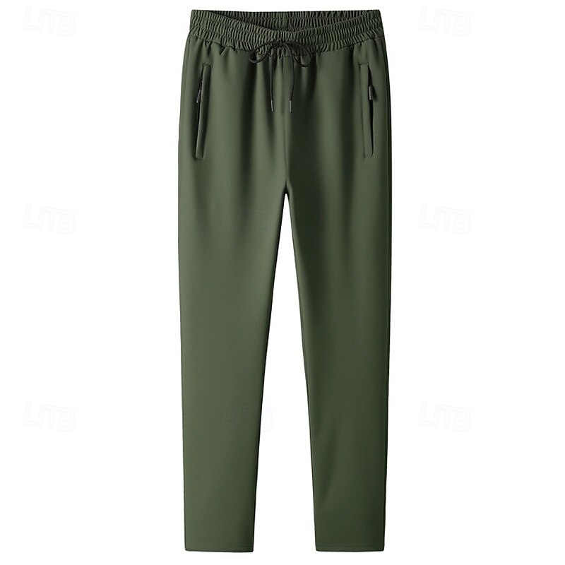 Men's Fleece Pants Sweatpants Joggers Trousers Casual Pants Drawstring Elastic Waist Plain Comfort Warm Full Length Outdoor Casual Daily Sports Fashion Black Green3