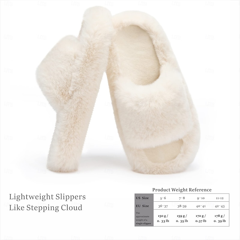 Women's Memory Foam Slippers Fuzzy Plush Faux Fur Lined Slide Shoes with Anti-Skid Sole Comfy House and Bedroom Slippers Trendy Gift Idea2