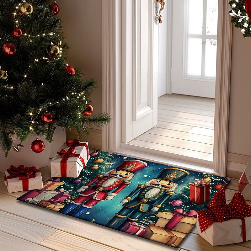 Christmas Decorations Doormat Nutcrackers Kitchen Mat Floor Mat Non-Slip Area Rug Oil Proof Rug Indoor Outdoor Mat Bedroom Decor Bathroom Mat Entrance Rug4