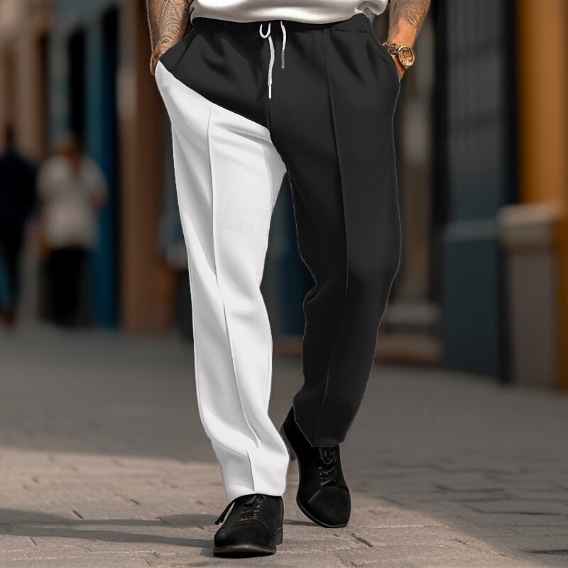 Men's Sweatpants Wide Leg Sweatpants Trousers Pocket Drawstring Elastic Waist Color Block Comfort Sports Outdoor Daily Fashion Casual Black Red Micro-elastic2
