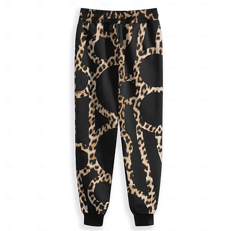 Men's Leopard Print Sweatpants Joggers Pants Trousers Mid Waist Drawstring Elastic Waist Fashion Casual Party Evening Wear Dailywear Pocket Spring Fall Winter 3D Print Black2