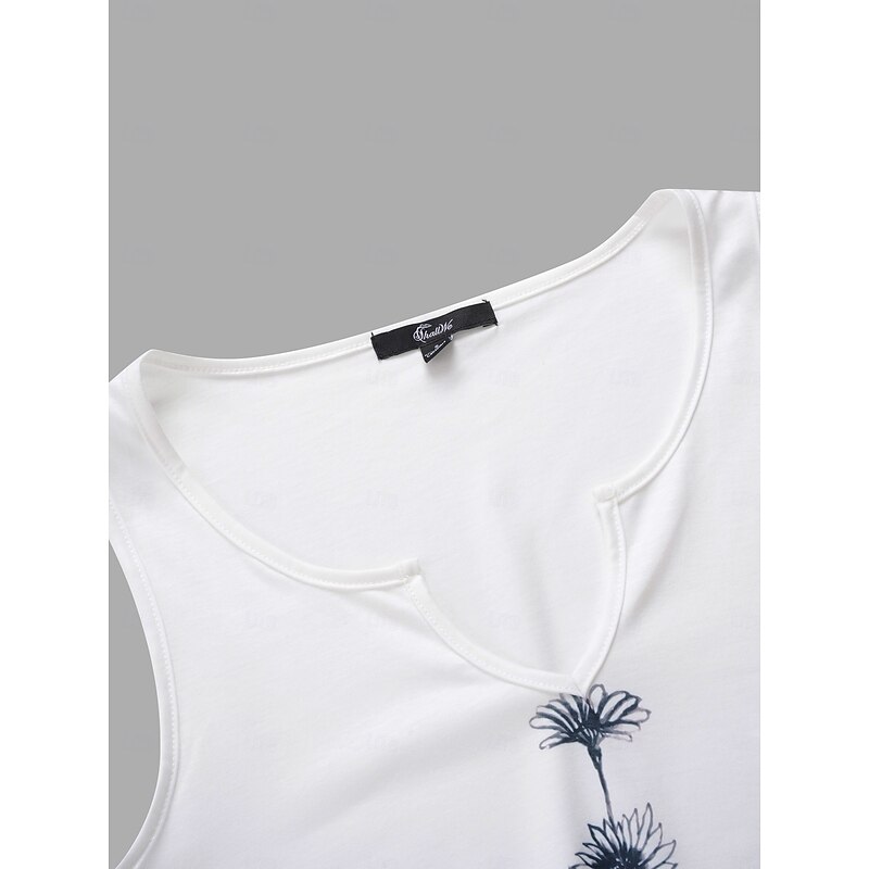 Women's Camisole Tank Top Basic Floral Print Sleeveless Regular Tops V Neck Casual Holiday Black White Green4