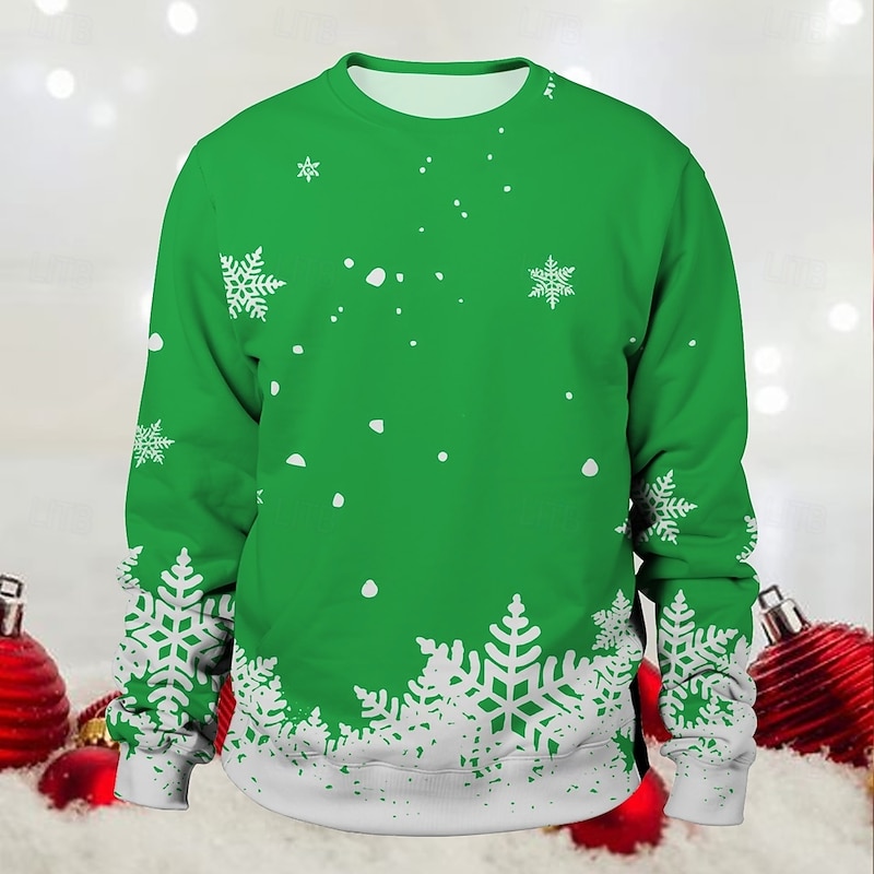 Christmas snowflake Pullover Funny Christmas Sweatshirt 3D Print 3D Christmas Graphic For Couple's Men's Women's Adults' Christmas Masquerade 3D Print Party Festival4