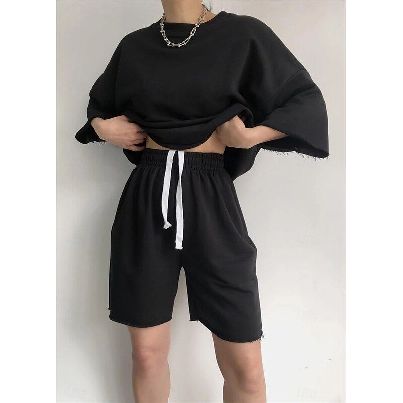 Comfry Women Shorts Sets Long Sleeve Black Spring Fall4