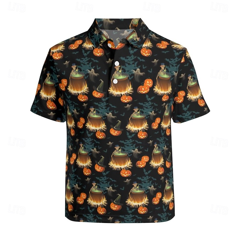 Halloween Skeleton Skull Pumpkin Hawaiian Shirts Aloha Shirt Print Halloween For Men's Adults' Halloween Carnival Masquerade 3D Print Party Halloween