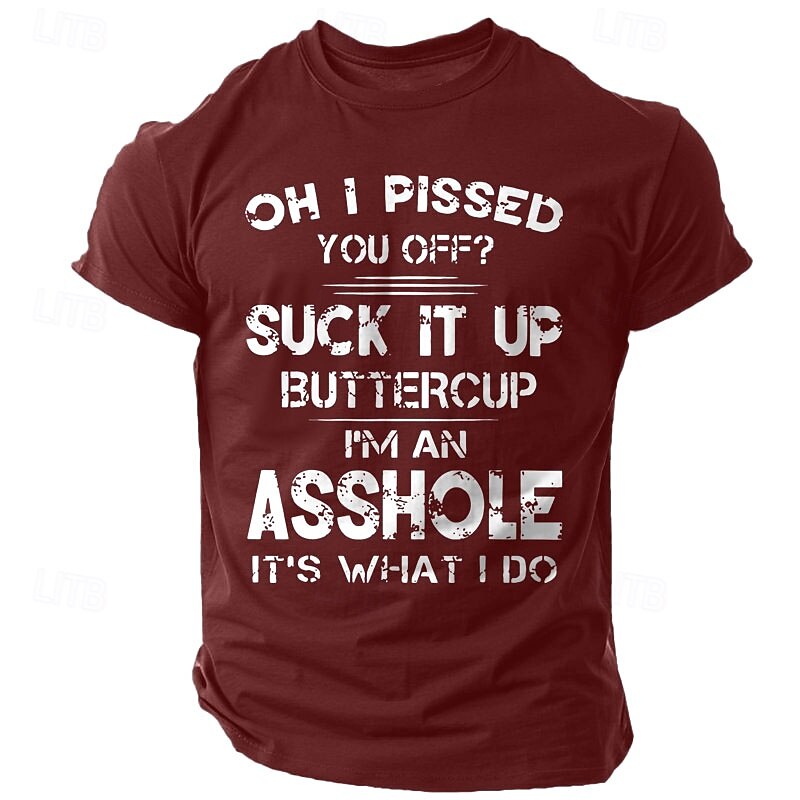 Men's Letter Printed Funny T Shirt Tee Top 100% Cotton Short Sleeve Graphic Shirt Black Wine Army Green Comfortable Tee Street Sports Outdoor Fashion Designer Clothing3