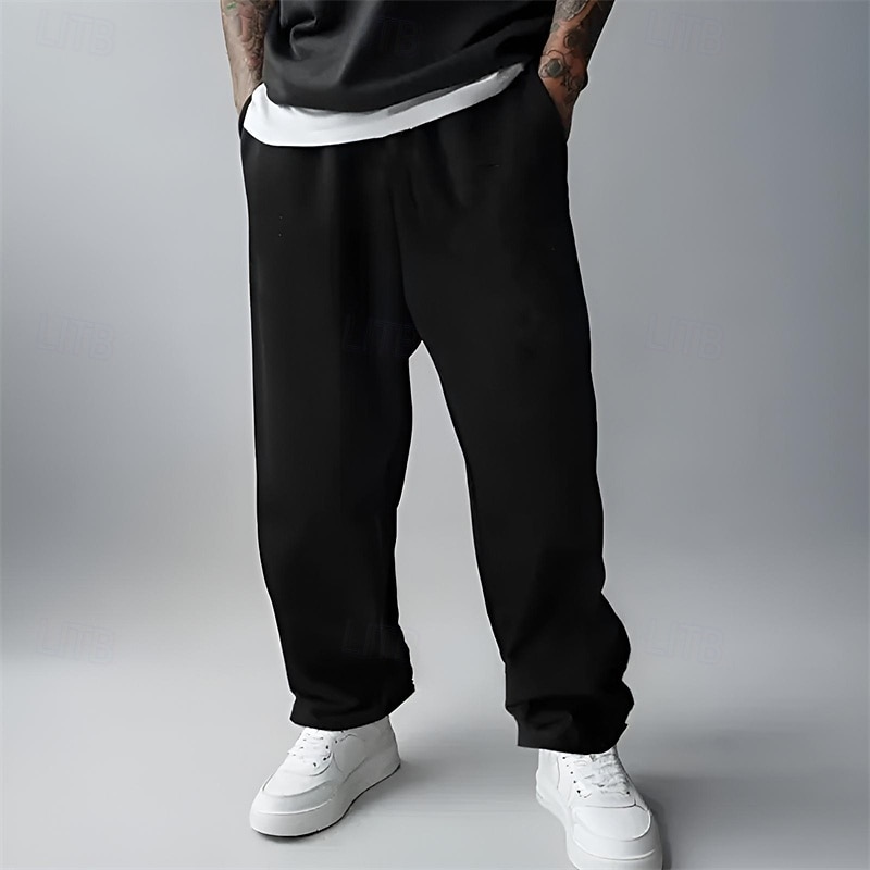 Men's Sweatpants Fleece Pants Joggers Trousers Straight Leg Sweatpants Elastic Waist Straight Leg Solid Color Plain Comfort Breathable Full Length Sports Outdoor Daily Casual / Sporty Athleisure
