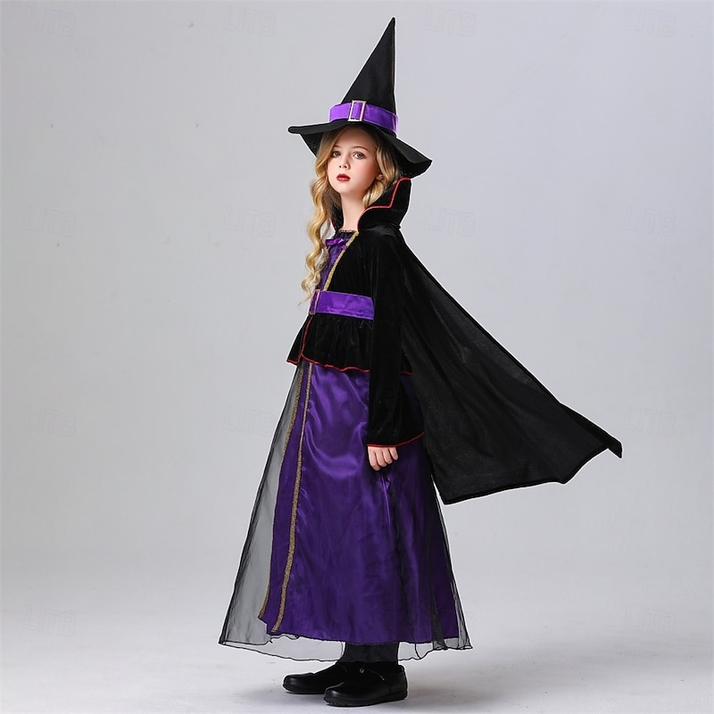Witch Halloween Dress Cosplay Costume Walpurgis Night Cosplay Kid's Girls' Halloween Carnival Masquerade Party / Evening Easy Halloween Costumes Dress Up4