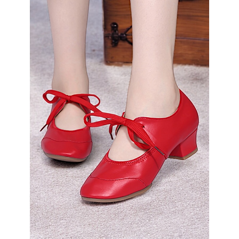 Women's Gold Lace-Up Dance Shoes with Low Block Heel, Perfect for Ballroom, Latin, and Jazz Dance Performances3