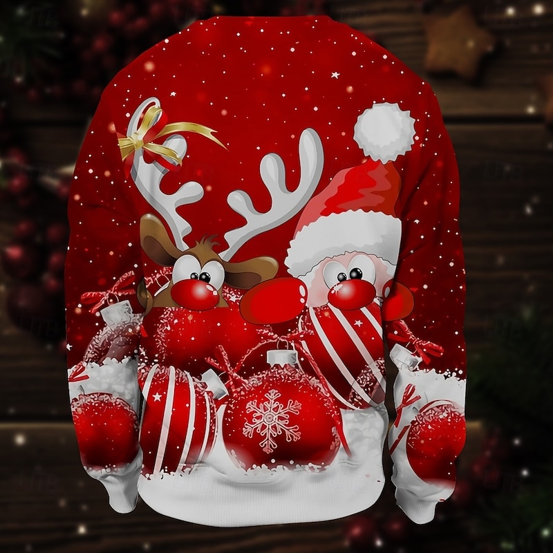 Christmas Santa Claus Reindeer Pullover Funny Christmas Sweatshirt 3D Print 3D Christmas Graphic For Couple's Men's Women's Adults' Christmas Masquerade 3D Print Party Festival3