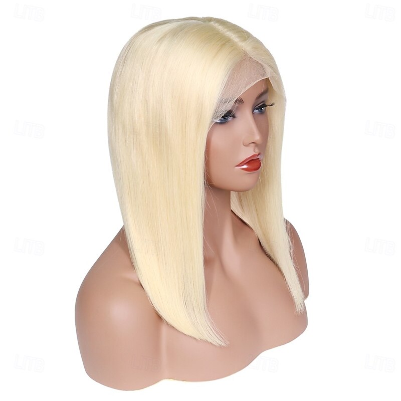 Remy Human Hair 13x6 Lace Front  Wig Side Part Middle Part Free Part Brazilian Hair Straight Natural Straight Blonde Wig 130% 150% 180% Density with Baby Hair Natural4