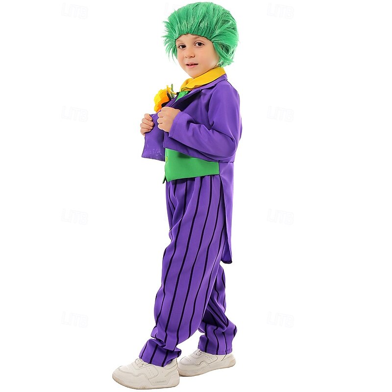 Joker Clown Halloween Outfits Cosplay Wigs Suicide Squad Cosplay Costume Kid's Boys' Carnival Masquerade Party / Evening Easy Halloween Costumes Dress Up2