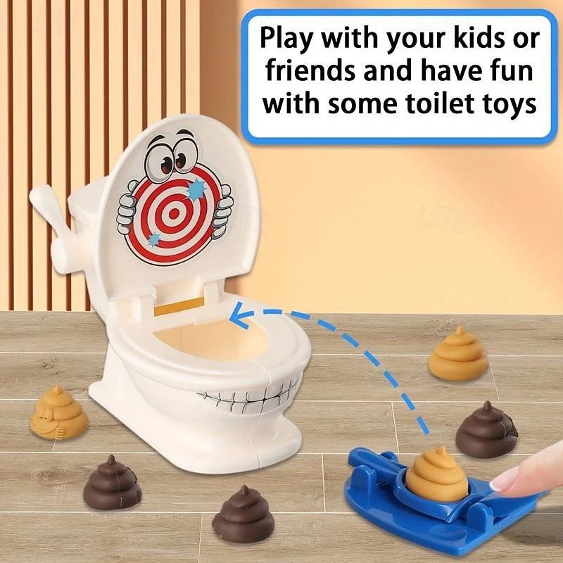 Shooting Poop Family Fun Game - Gag Toys & Practical Jokes with 1 Toilet, 2 Agile Launchers, 6 Soft Plastic Toy Poops, Sound Effects, Fast and Crazy Gameplay for Kids4