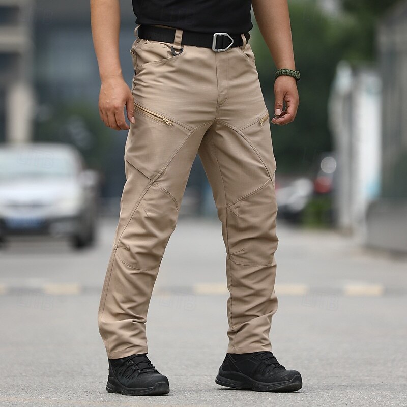 Men's Cargo Pants Tactical Pants Trousers Hiking Pants Buttons Multi Pocket Plain Wearable Outdoor Daily Camping & Hiking Fashion Classic Dark Khaki Black