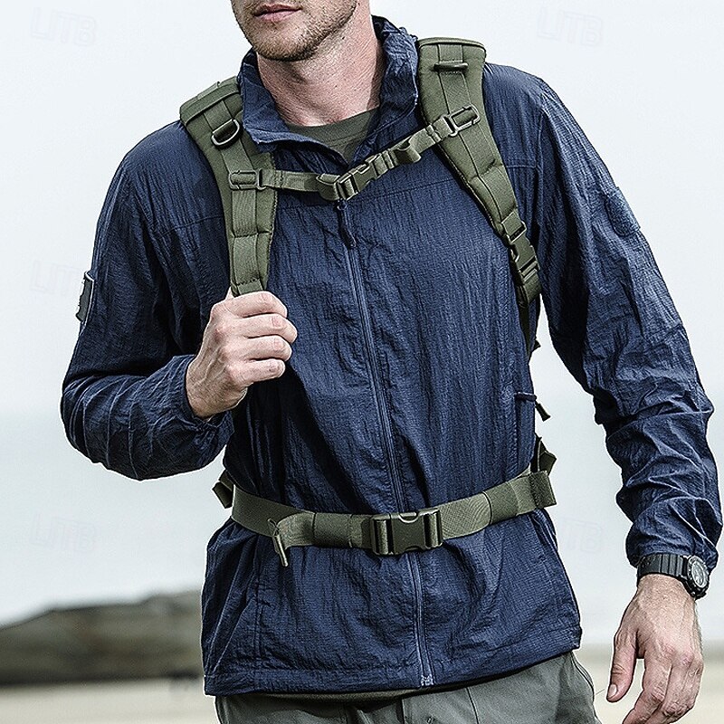 Men's Hiking Jacket Outdoor Windproof Water Resistant Lightweight Jacket Windbreaker Jacket Traveling Blue Green Khaki Grey