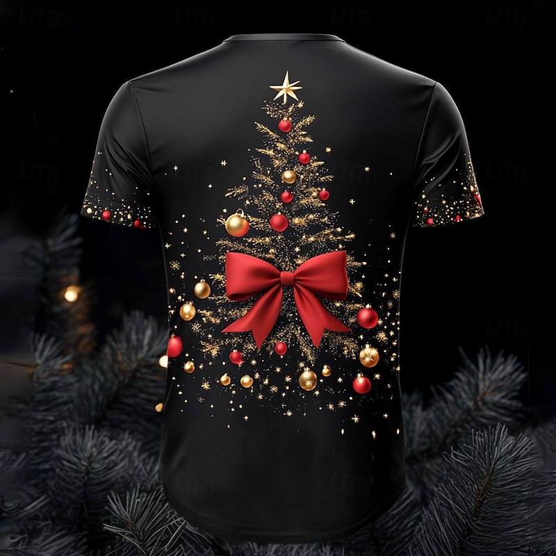 Christmas Men's Christmas Costume 3D T-shirts Tree Fashion Funny 3D Print Tee Party Street Black Short Sleeve Crew Neck Summer Spring Clothing Apparel S M L XL XXL XXXL2