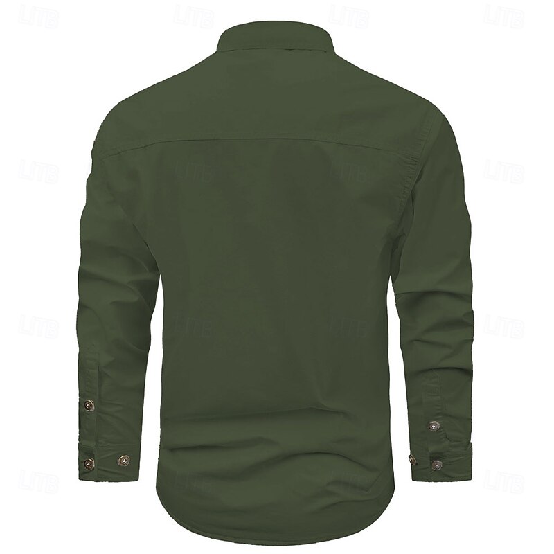 Men's American / USA Patriotic Work Shirt Western Shirt Cargo Shirt Long Sleeve Casual Tactical Sports & Outdoor Going out Winter Spring &  Fall Turndown Print Black White Army Green Blue3