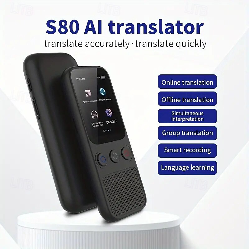 Language Translation Device Two-way Real-time Voice Translation Supports 138 Languages Accurate Offline And Recording 2 Hd Inch Touch Screen For Travel Business And Study