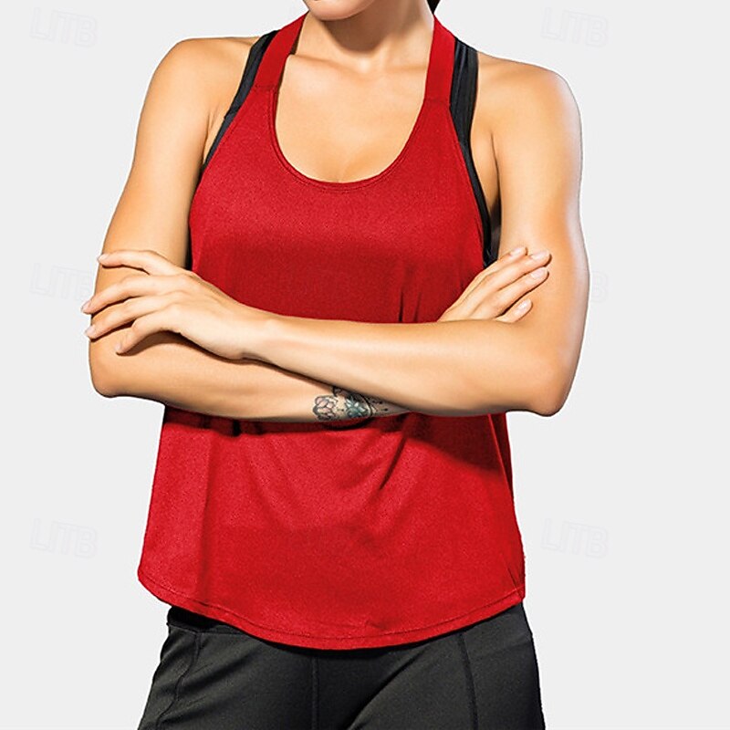 Women's Workout Tank Top Running Tank Top Workout Tank Patchwork Open Back Sleeveless Vest / Gilet Casual Athleisure Solid Colored Quick Dry Soft Breathable Gym Workout Walking Jogging Sportswear4