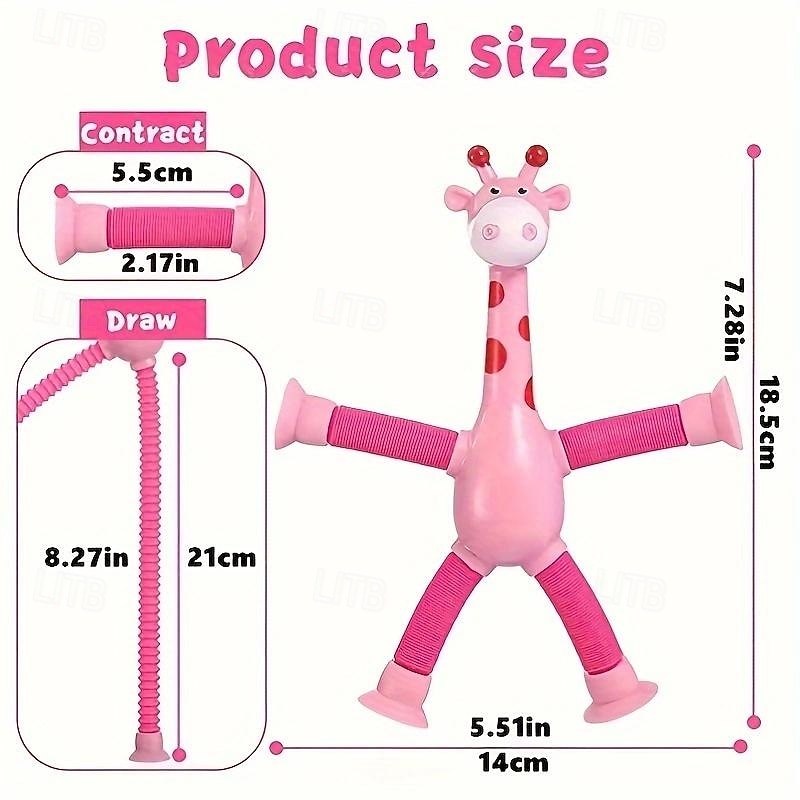 4pcs Giraffe Stretching Toy Suction Cup Variety Shape Stretching Tube Decompression Novelty Educational Children's Toys halloween christmas gift2