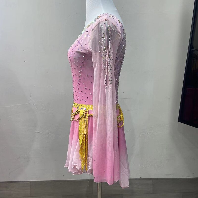 Figure Skating Costumes For Adults And Children Customized With Various Colors Of Spandex Mesh Grading Performance Costumes Competition Training Rhinestone Women's Skirts Performance Costumes4