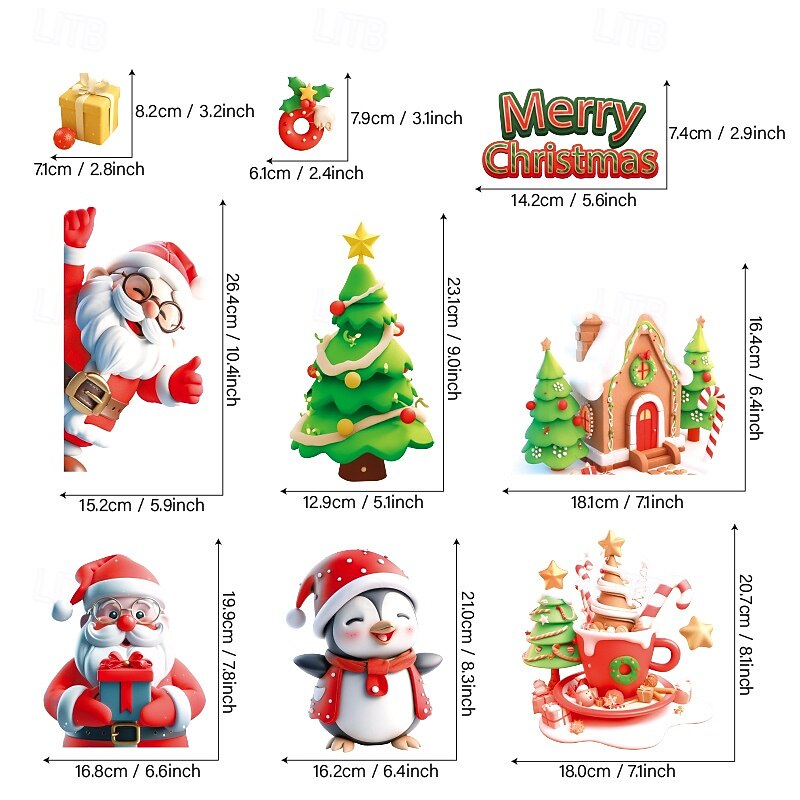 Santa Claus and Reindeer Window Clings - Self-Adhesive Static Stickers for Christmas Door and Window Decorations, Perfect for Holiday Cheer3