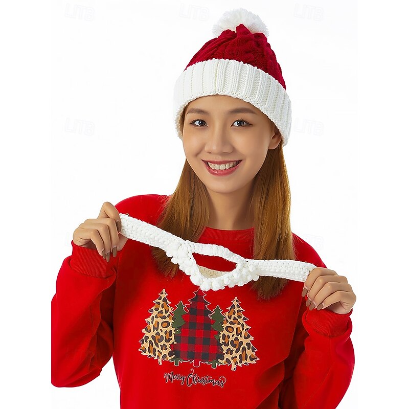 Santa Claus Knit Beanie Hat with Detachable Beard - Funny Christmas Winter Hat for Holiday Parties and Festive Cosplay3