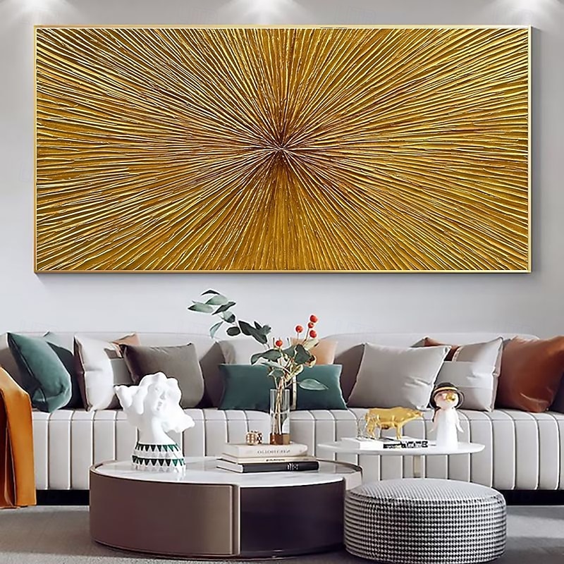 Handmade Oil Painting Canvas Wall Art Decoration Modern Abstract Texture Golden Glow Living Room Sofa Background for Home Decor Rolled Frameless Unstretched Painting4