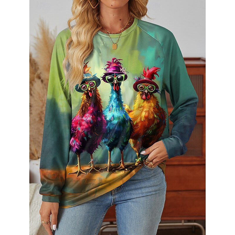 Women's Sweatshirt Graphic Abstract Street Dailywear Print Casual Crew Neck Long Sleeve Micro-elastic Fall Winter Comfrt Breathable Soft Fabric