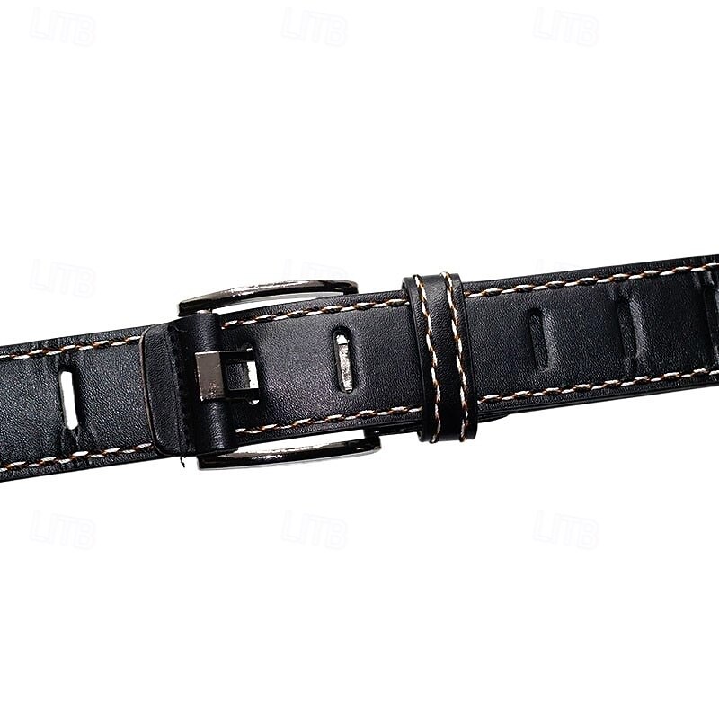 Men's Vintage Pants Belt Men's Double Needle Buckle Belt (Random Color of thread)4