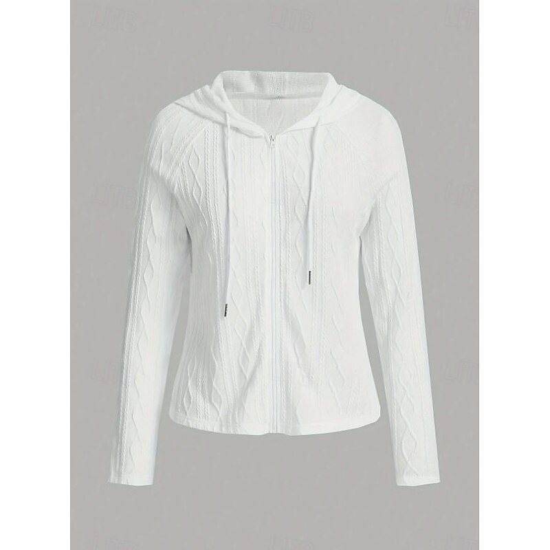 Women's Hoodie Sweatshirt Elegant Fashion Plain Work Dailywear Casual Hooded Long Sleeve Black White Fall Winter2