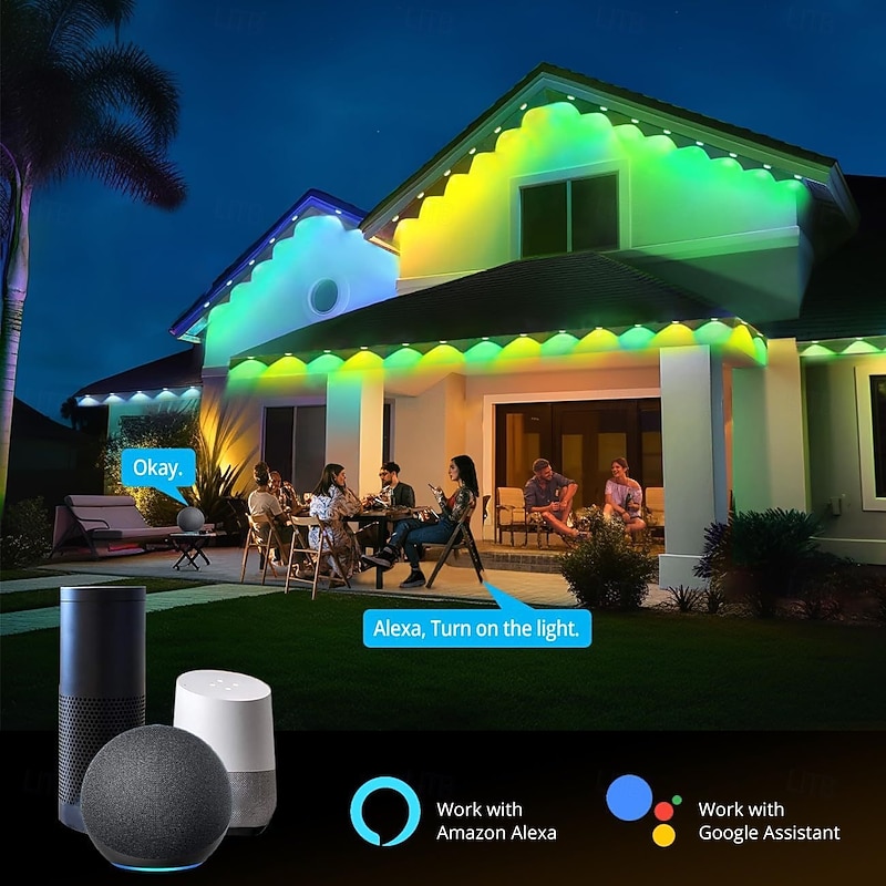 LED Smart Light Tuya WiFi Intelligent Waterproof RGBIC Eave Lights, Permanent Outdoor String Light Available in 10M 20LEDs 15M 30LEDs 30M 60LEDs and 45M 90LEDs2