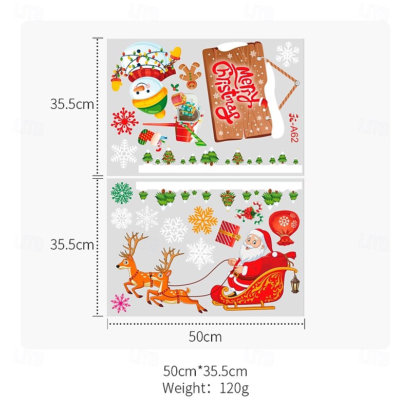Christmas Window Clings Decorations, Xmas Season Window Stickers, Adhesive Holiday Scene Decor for Festive Atmosphere and Party Setup4