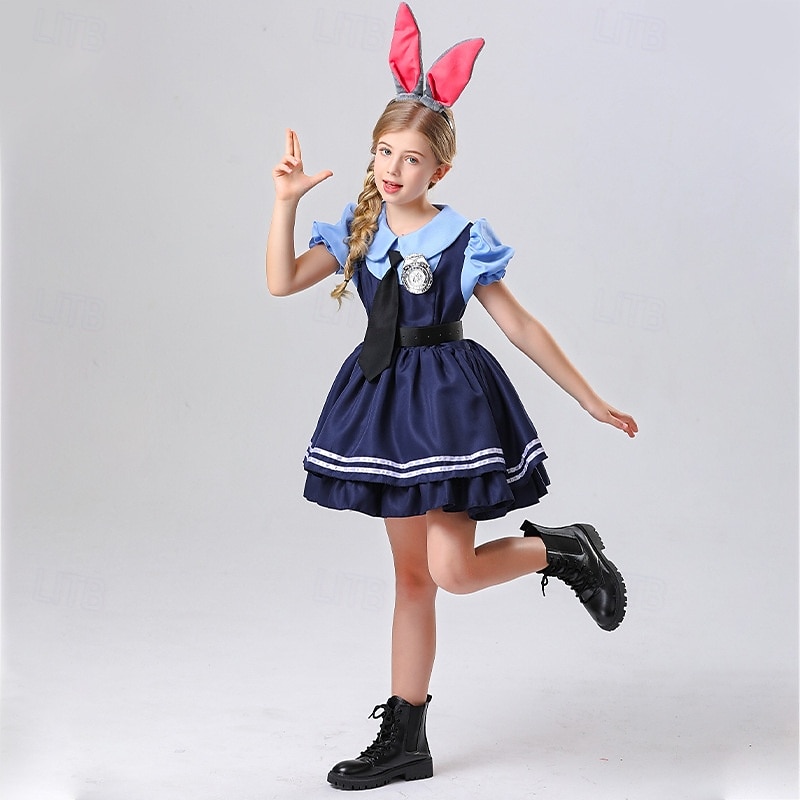 Judy Hopps Dress Cosplay Costume Cosplay Movie Cosplay for Girls' Kid's Masquerade Party / Evening2