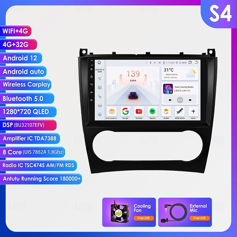 Car Radio Multimedia Player For 2004 - 2011 Mercedes Benz W203 W209 Android 9 inch Car Radio Multimedia Player GPS Navigation DSP Bluetooth HD Screen