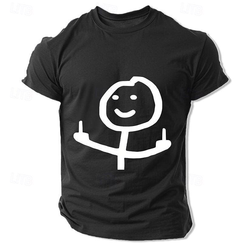 Funny Middle Finger Stickman Men's Graphic T-Shirt Sarcastic Rude Short Sleeve Tee