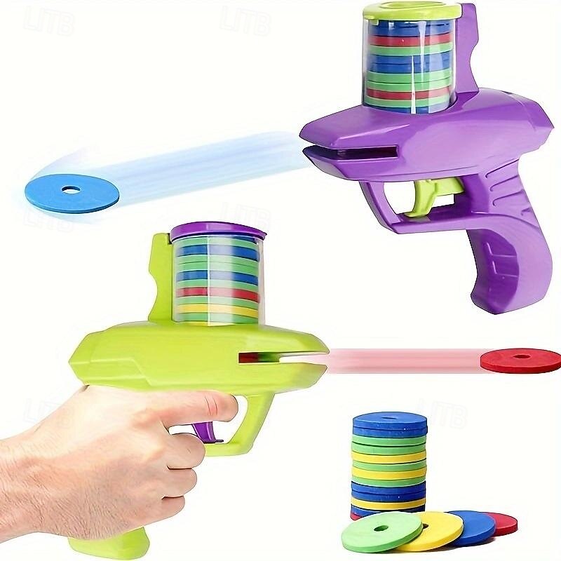2pc Fun Foam Disc Blaster - Handheld Shooter with Soft Foam Discs for Indoor and Outdoor Play - Perfect Birthday Gift or School Class Prize for Boys and Girls