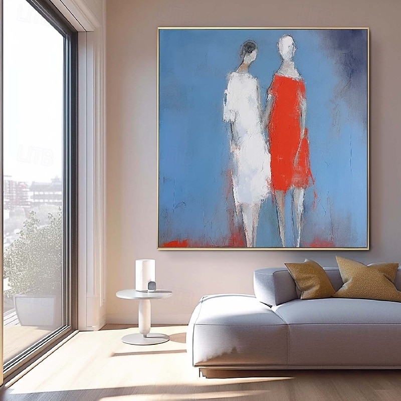 Oil painting handmade Hugging Couple lovers oil painting - Hand Painted Impressionist Paris Lovers Oil Painting On Canvas Palette Knife Art oil paintings best gift for living room artwork