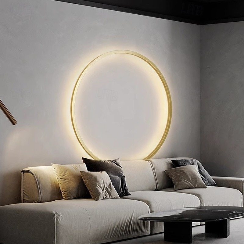 Round Indoor Led Wall Lights Wall Sconces Modern Ring Wall Mounted Lighting Fixture Mid Century Circle Wall Lamps Decor Wall Gold Black 85-265V4
