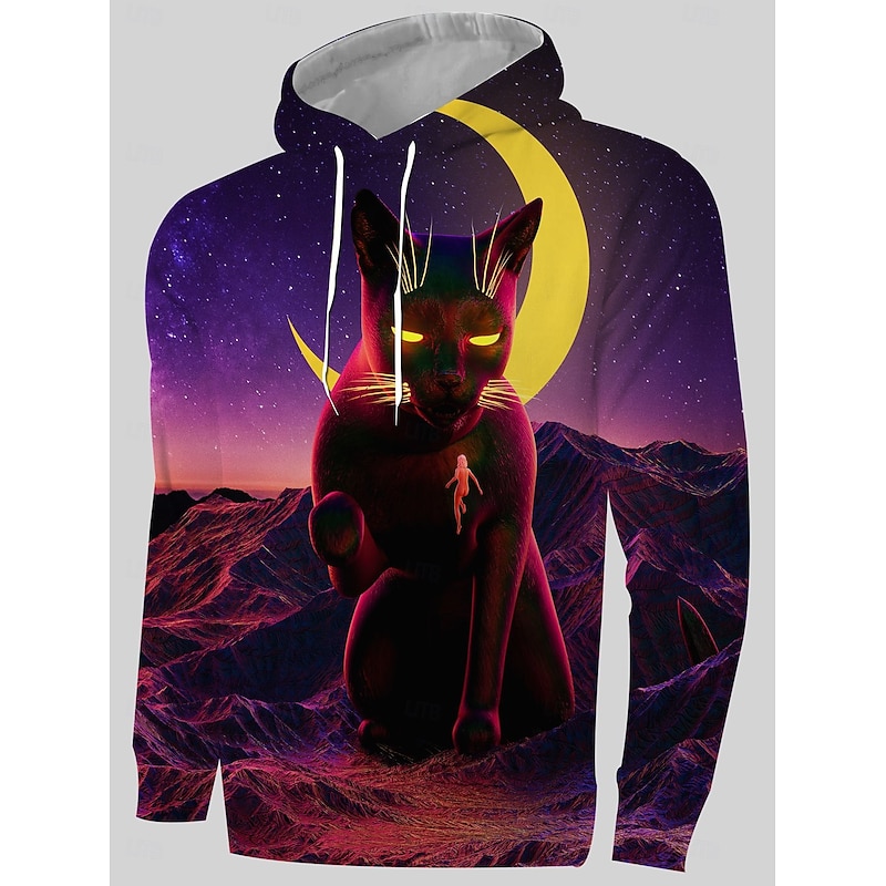 Cat Hoodie Pullover Halloween 3D Front Pocket Graphic For Couple's Men's Women's Adults' Halloween Carnival Masquerade 3D Print Party Casual Daily3