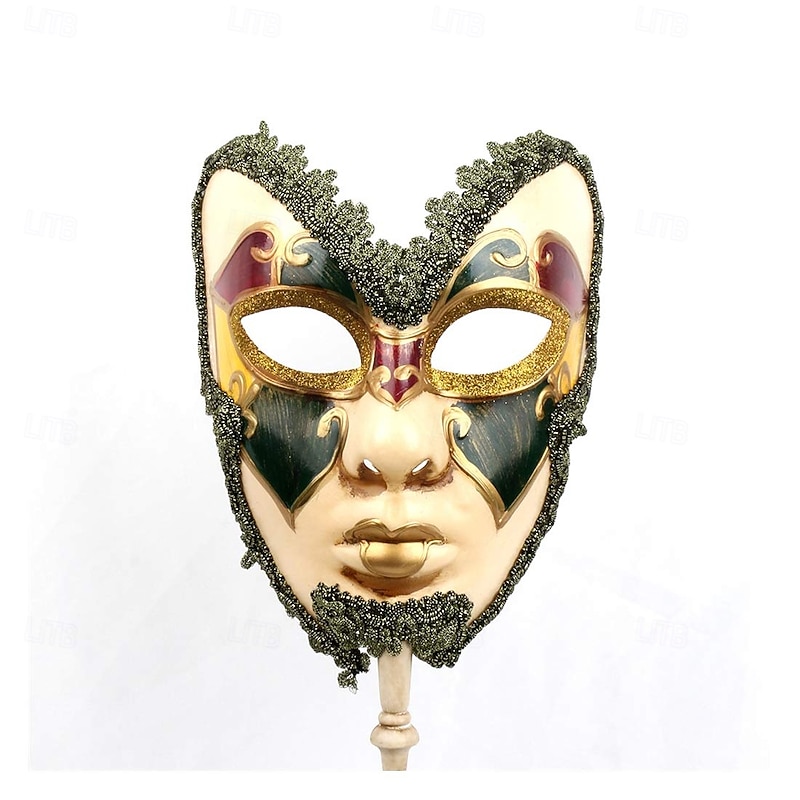 Halloween Mask Venetian Mask Mask On a Stick Carnival Mask Adults' Unisex Halloween Carnival Mardi Gras Party Evening Wear Masquerade Prom Easy Halloween Costumes Dress Up2