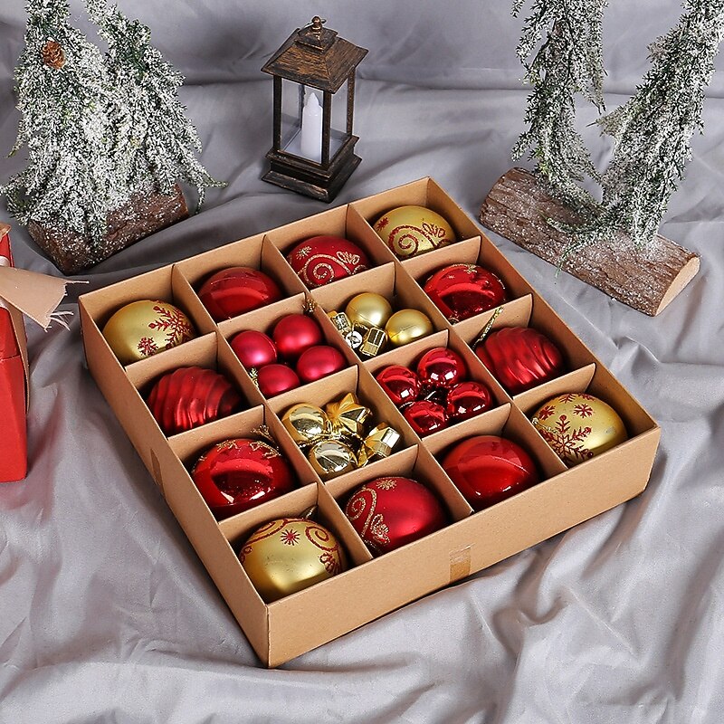 44pcs Christmas Baubles Ball Ornaments Xmas Decoration, 3/5cm Colored Shatterproof Plastic Baubles, Hanging Decorations for Xmas Tree, Holiday, Party and Wedding2