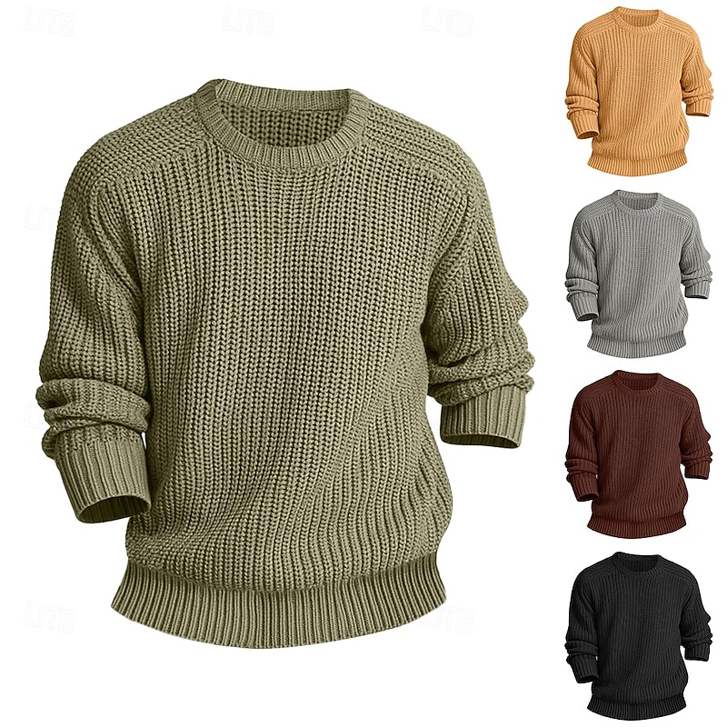 Men's Sweater Knitwear Casual Sweater Pullover Chunky Cable Knit Knit Knit Solid Color Knitwear Elegant Outdoor Home Clothing Apparel Raglan Sleeves Winter Spring &  Fall Black Wine S M L