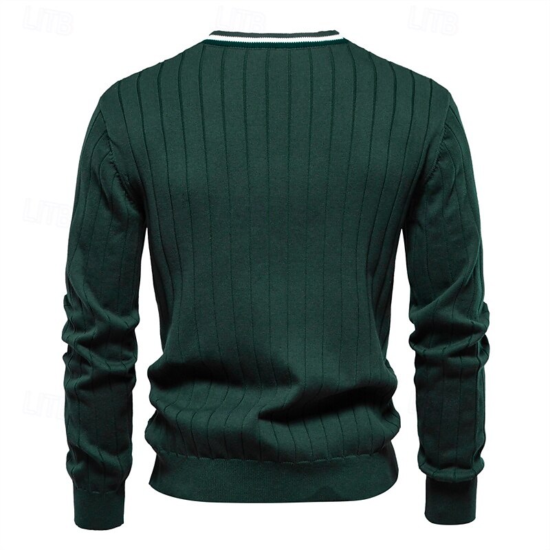 Men's Cardigan Sweater Cropped  Sweater Knit Sweater Ribbed Knit Regular Tops Patchwork Button-Down Color Block V Neck Fashion Classic Vacation Daily Wear Clothing Apparel Fall & Winter Black Navy2