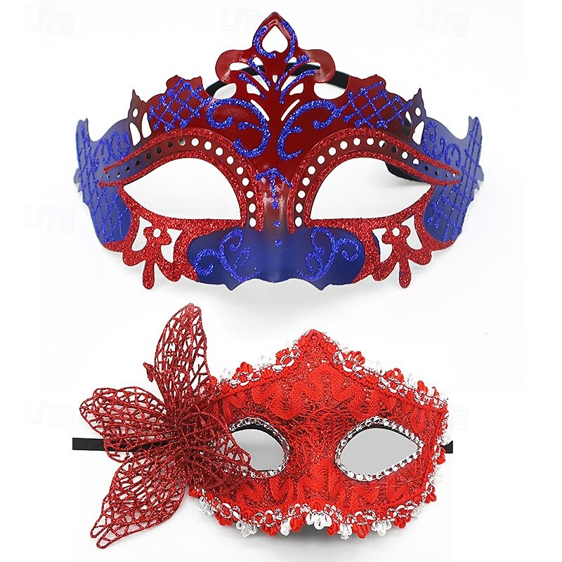 Halloween Mask Eye Mask Couples 2 PCS Carnival Mask Sexy Costume Adults' Unisex Halloween Carnival Mardi Gras Party Evening Wear Masquerade Prom Easy Halloween Costumes Dress Up4