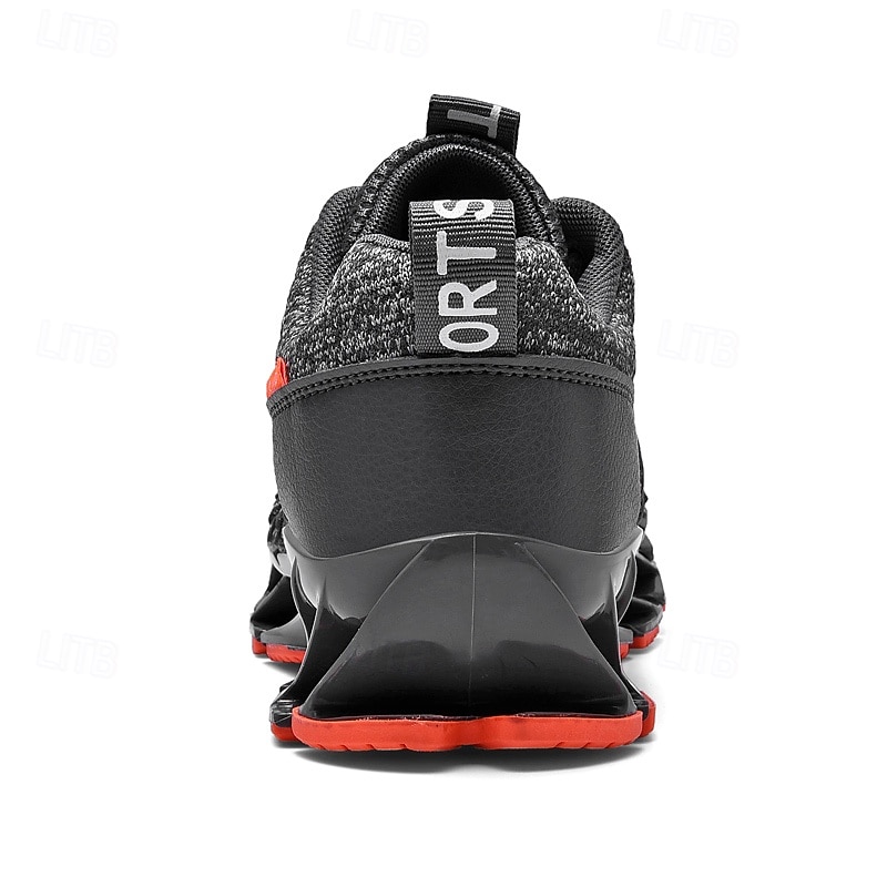 Men's Sneakers Flyknit Shoes Tissage Volant Comfortable Slip Resistant Lace-up Dark Red Black White 18